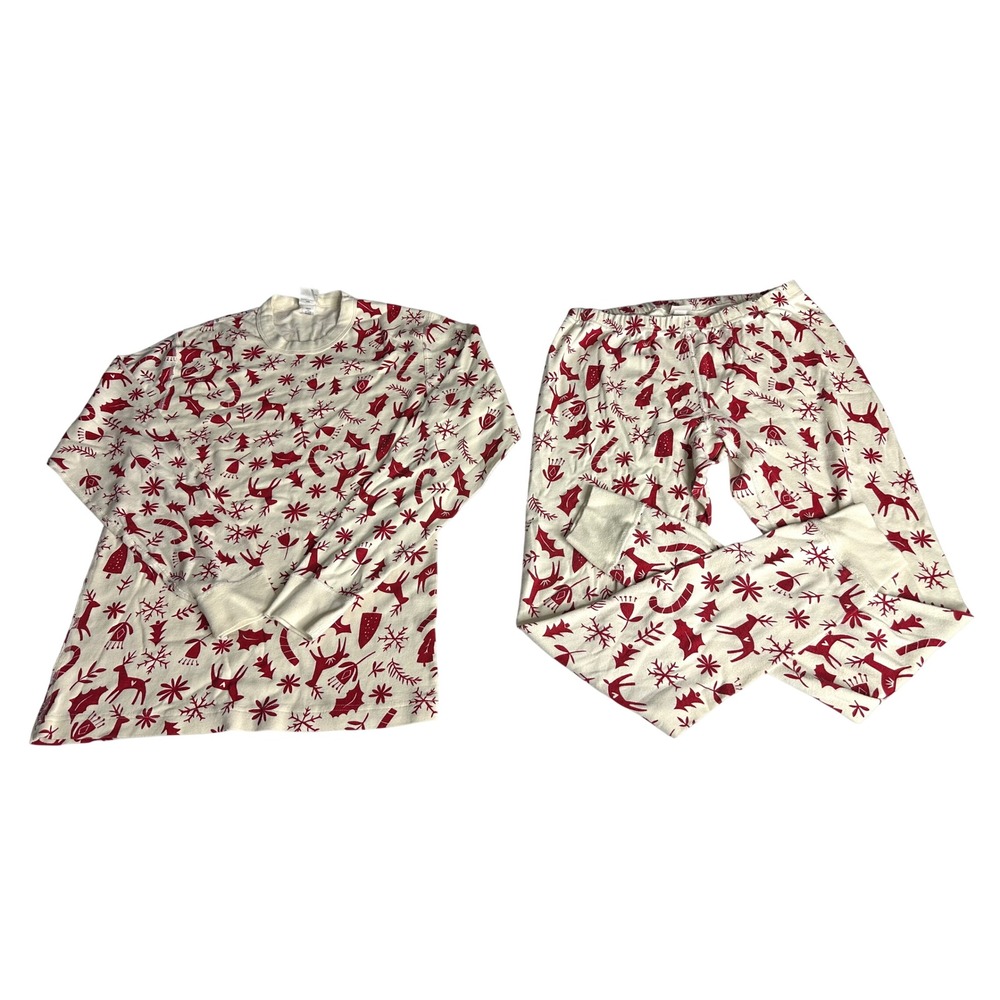 Hanna Andersson Adult Size M Organic Cotton Scandi Cane Print Holiday Pajama Set